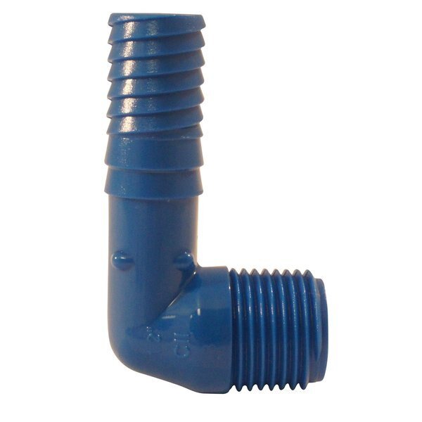 1/2 in. Polypropylene Blue Twister Insert 90-Degree x MPT Elbow, Apollo, Mfr#: ABTME12